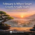 Bonsai tree with serene landscape backdrop